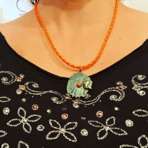 Aztec patina American Indian chief pendant